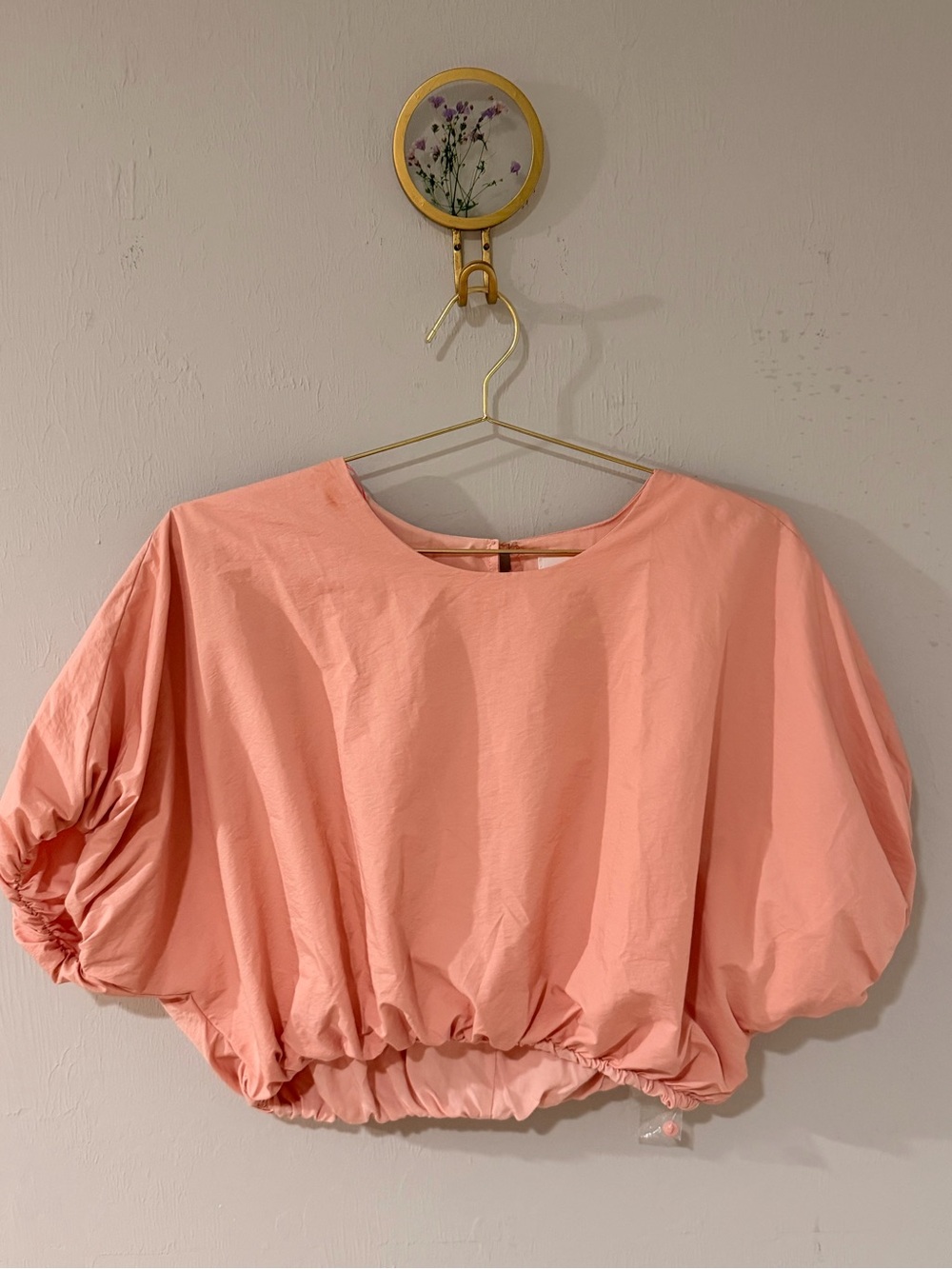 MARBLE Puff-Sleeve Cropped Blouse
